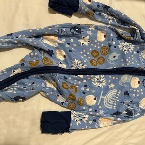 Little Sleepies Blue Footies One Piece with Winter Patterns